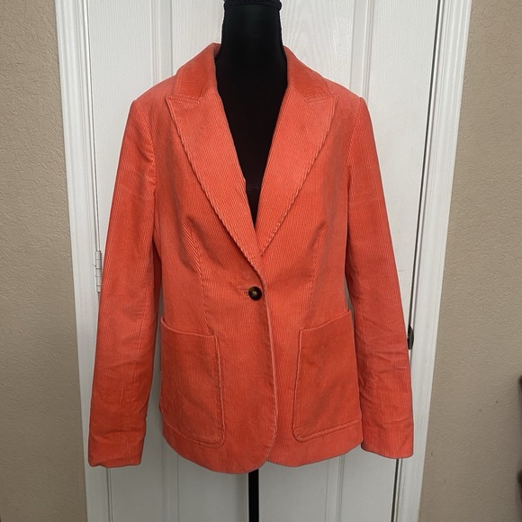 Boden Jackets & Blazers - Boden Corduroy Blazer Jacket Women US 10R Pink Coral Cotton Stretch